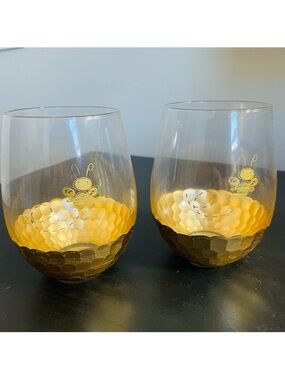 Gold Stemless Wine Glasses - Set of 2